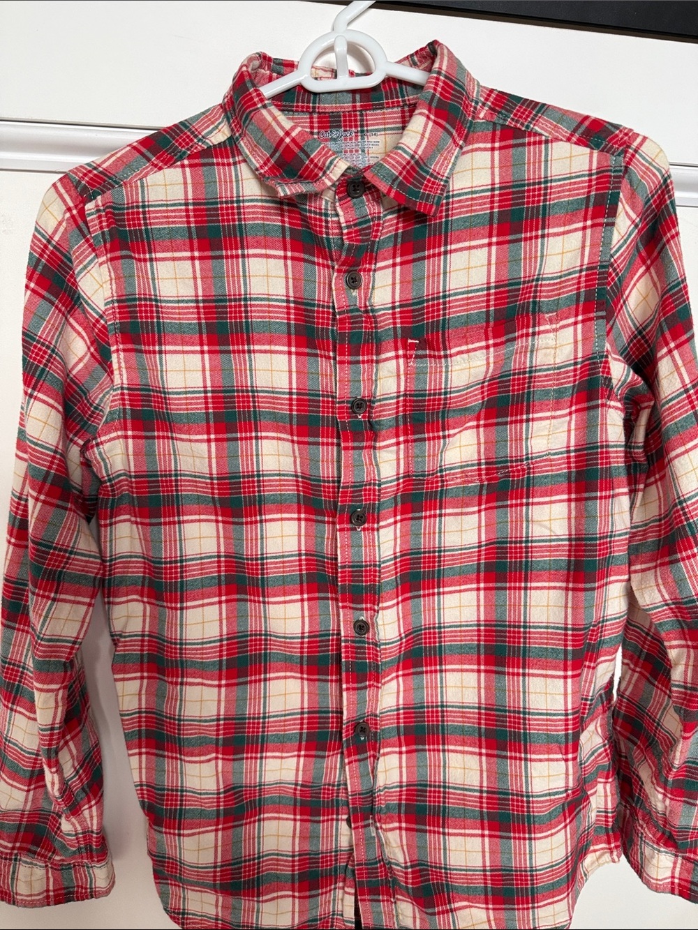 Cat & Jack Red, Green & Cream Plaid Button-Up Shirt